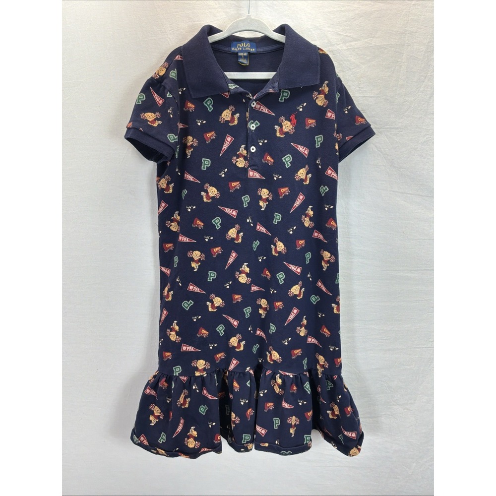 Polo Ralph Lauren Cheer Polo Bear Sz L Girls 12-14 Tennis Dress Cotton